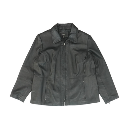 Black Plus Solid Leather Jacket