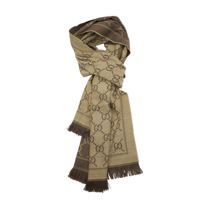 GG Wool Scarf in Brown