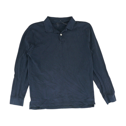 Navy Solid Long Sleeve Polo
