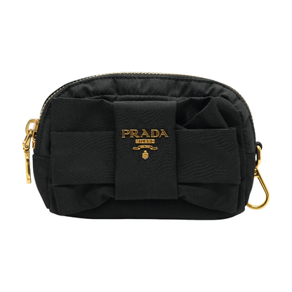 Black Nylon Mini Bow Wristlet