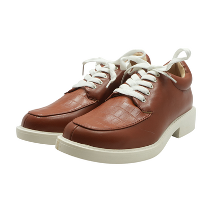 Brown Lace-Up Flats