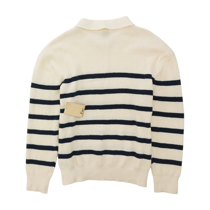 Beige Striped Pullover Sweater