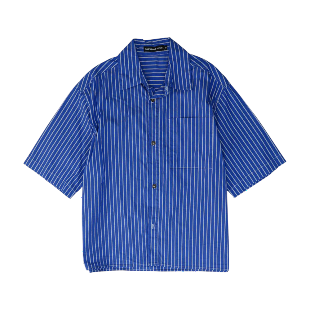 Blue Striped Short Sleeve Button Down