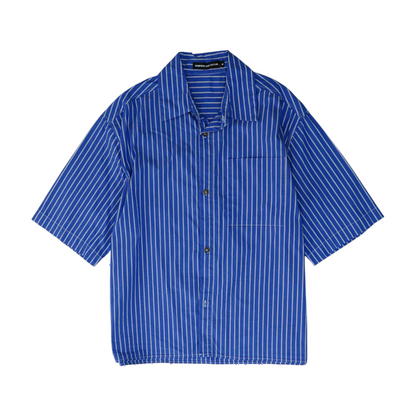 Blue Striped Short Sleeve Button Down