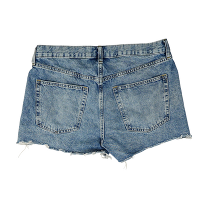 Blue Solid Denim Shorts