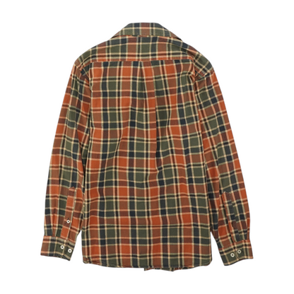 Orange Plaid Long Sleeve Button Down