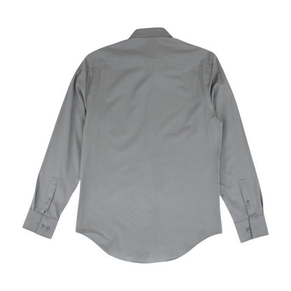Gray Solid Long Sleeve Button Down