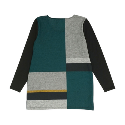 Gray Color Block Blouse
