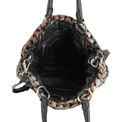 Multicolor Nappa Leather Braided Tote Bag