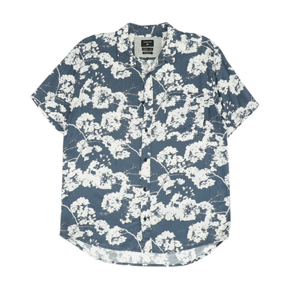 Blue Floral Short Sleeve Button Down