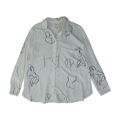 White Graphic Button Down