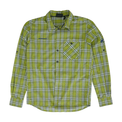 Green Plaid Long Sleeve Button Down