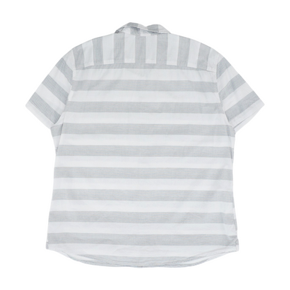 White Striped Short Sleeve Button Down