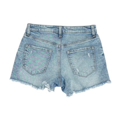 Blue Solid Denim Shorts