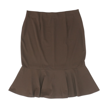 Brown Plus Midi Skirt