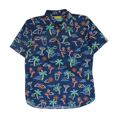 Blue Graphic Short Sleeve Polo