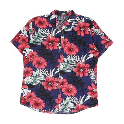Pink Floral Short Sleeve Button Down
