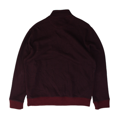 Maroon Houndstooth 1/4 Zip Pullover