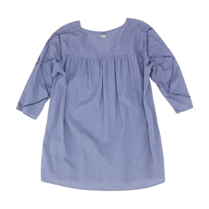 Blue Solid 3/4 Sleeve Blouse