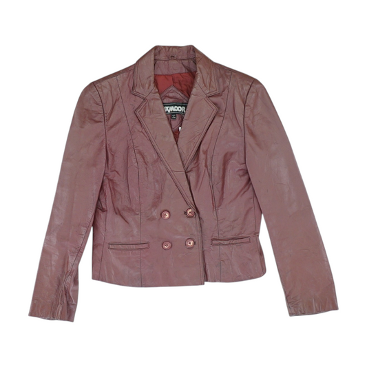 Vintage Maroon Solid Leather Jacket
