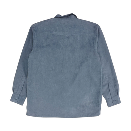 Blue Solid Flannel Button Down