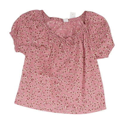 Pink Floral Short Sleeve Blouse