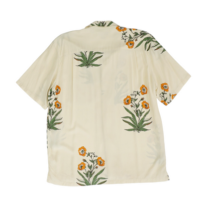 Beige Floral Short Sleeve Button Down
