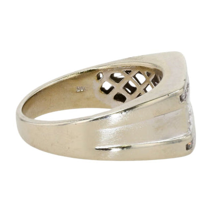 .40 ct 10K White Gold Gents Flat Top Diamond Accented Band