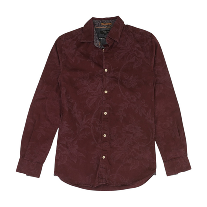 Maroon Floral Long Sleeve Button Down