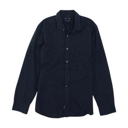 Navy Striped Long Sleeve Button Down