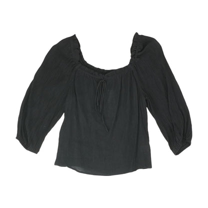 Black Solid Long Sleeve Blouse