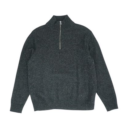 Black Solid 1/4 Zip Sweater