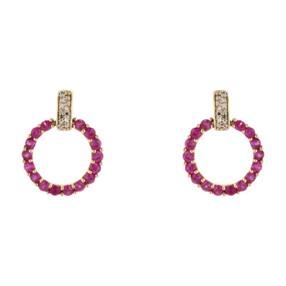 1/4 ctw 14K Yellow Gold Ruby Drop Earrings