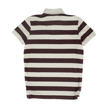 Beige Striped Short Sleeve Polo