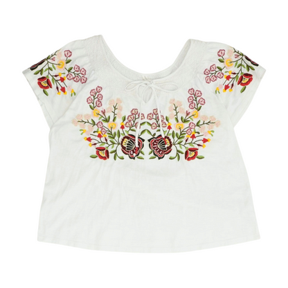 White Floral Blouse
