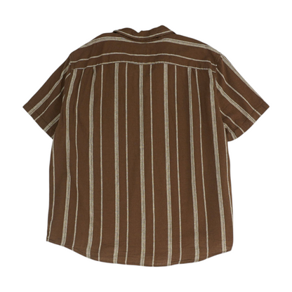 Brown Striped Short Sleeve Button Down