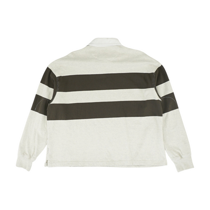 Beige Striped Long Sleeve Polo