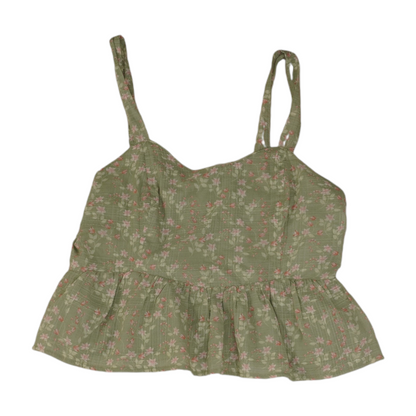 Green Floral Cropped Blouse