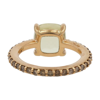 7/8 Ct 18K Gold Diamond And Prasiolite Nude Cocktail Ring