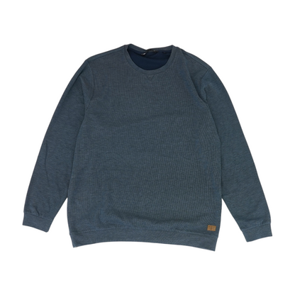 Blue Solid Sweatshirt Pullover