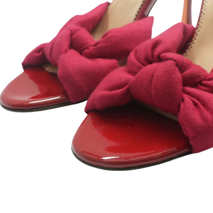 Red Sofia Fabric & Leather Mules