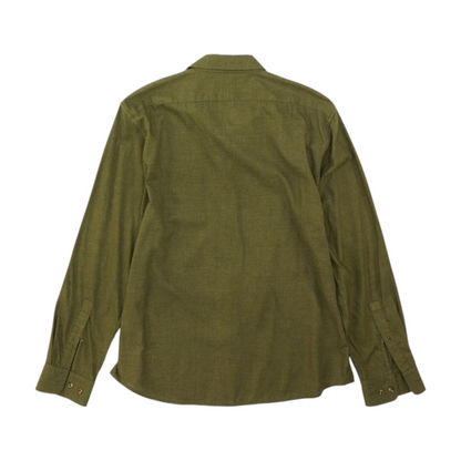 Green Solid Long Sleeve Button Down