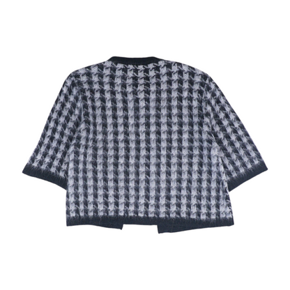 Gray Houndstooth Cardigan Sweater
