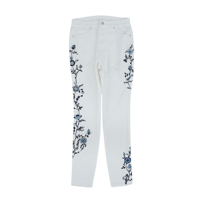 Ivory Floral Skinny Jeans