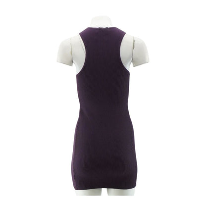 Purple Solid Mini Dress