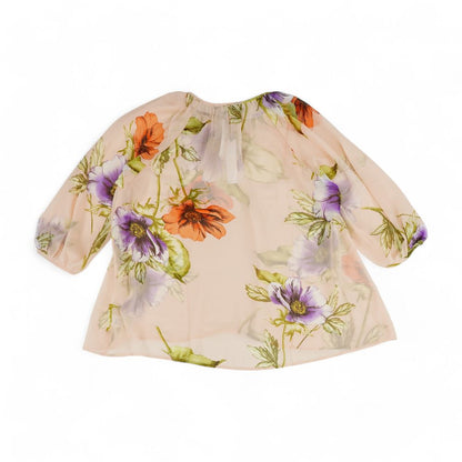 Pink Floral 3/4 Sleeve Blouse