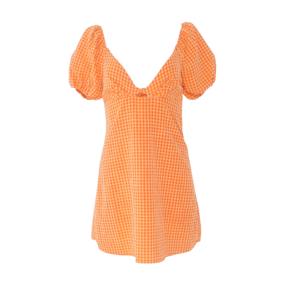 Orange Check Mini Dress