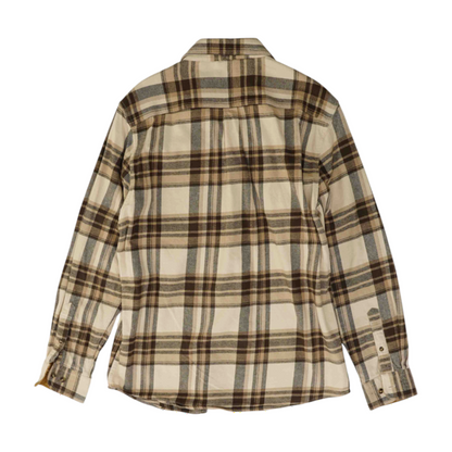 Beige Plaid Flannel Button Down