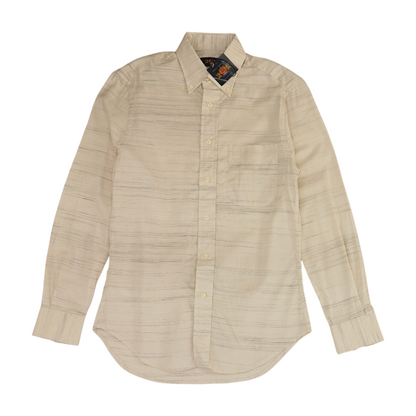 Beige Striped Long Sleeve Button Down