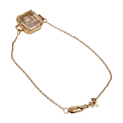 14K Gold Hidden Initial A Pave Diamond In Crystal Square Frame Link Bracelet